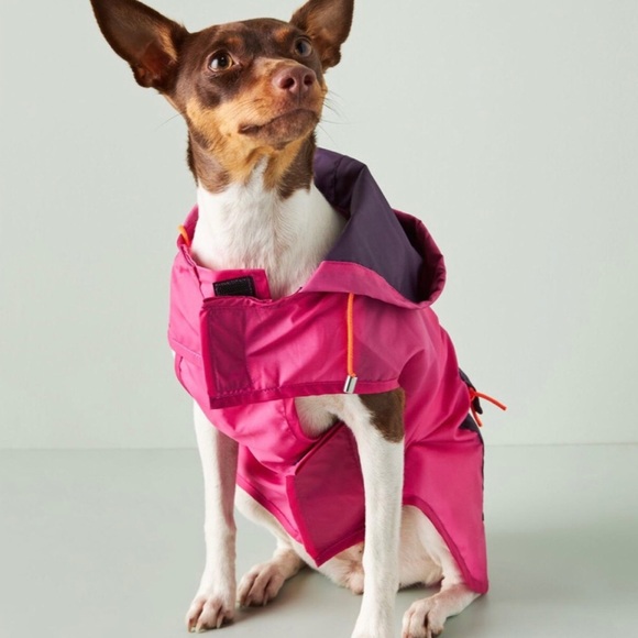 Anthropologie Ware Dog Pet Fur Baby Anorak Raincoat Pink/Purple Chic-Strut Small - Picture 2 of 5